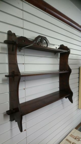 Antique Arts And Crafts Wall Shelf Pegged Sides