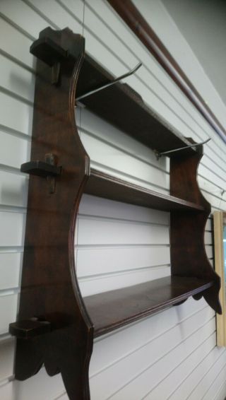 Antique Arts And Crafts Wall Shelf Pegged Sides 2