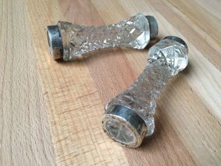 Antique Edwardian Solid Sterling Silver Cut Glass Knife Rests Vintage