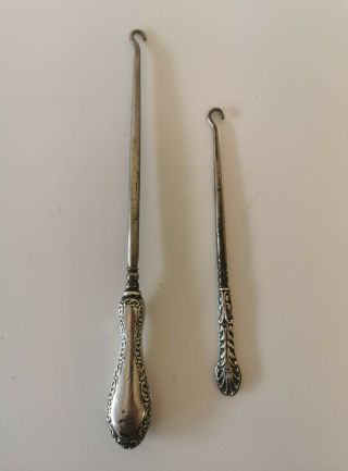 2 Vintage Button Hooks English Made Steel