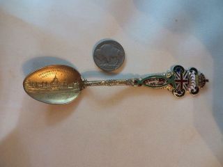 Victoria,  Canada Enameled Sterling Silver Demi Tasse Souvenir Spoon,