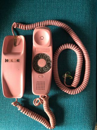 Western Electric Pink Trimline Rotary Telephone - With Rare Coiled Line Cord
