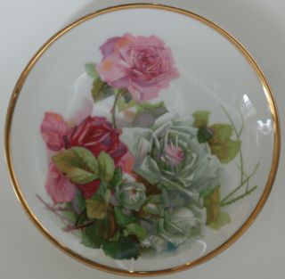 Antique Ct Altwasser Germany Hand Painted Pink Roses Gold Gild Rim Plate 8 3/8 "