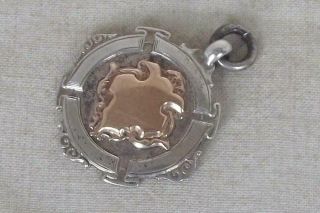 A Fine Antique Solid Silver Gold Shield Pocket Watch Chain Fob Medal Chester.