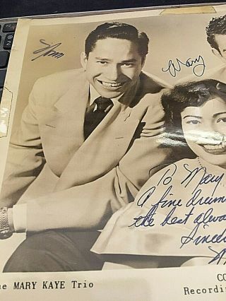 Rare Signed Mary Kaye Trio Publicity Photo Not Album Lp Or 45
