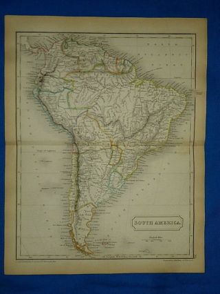Vintage 1842 Map South America - La Plata / Argentina Old Antique