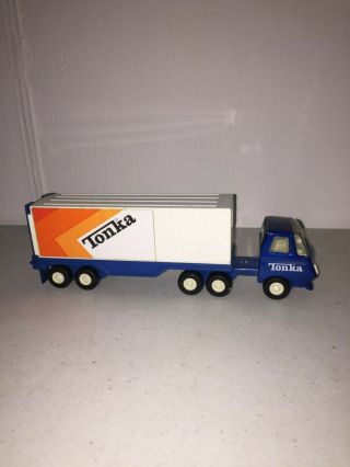 Vintage Blue Tonka Semi Truck And Box Trailer Rare Htf