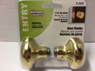 Defender Security Entry Door Knobs 2 - 1/4 " Solid Brass E - 2297