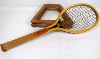 Antique Spalding Ace Tennis Racquet 1917 - 1919 Old Strings Wooden Racket Rare