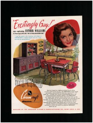 1948 Chromcraft Furniture Print Ad Mcm Mid Modern Chrome