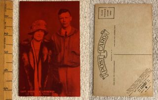 Rare Vintage 1920s Charles Lindbergh With Mother Exhibit Arcade Card Postcard
