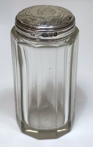 Antique Dressing Table Jar Sterling Silver Victorian 1895 Charles J Fox London
