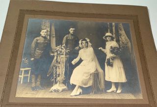 Rare Antique American World War I Soldiers & Ladies Mounted Cabinet Photo Pa Wwi