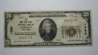 $20 1929 Albany York Ny National Currency Bank Note Bill Charter 1262 Rare
