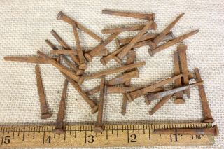 Old Square Nails 1 1/2” 30 Qty 1880’s Iron 1/4 " Head Antique Rust Patina Vintage