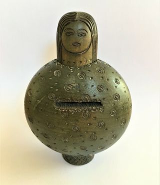 Unusual Carved Folk - Art Money Box In The Form Of A Female