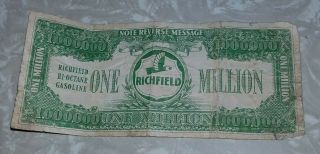 Rare Richfield Petroleum Hi - Octane Gasoline One Million Dollar Challenge Bill