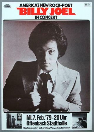Billy Joel - Mega Rare Vintage Offenbach,  Germany 1979 Concert Poster