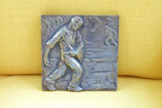 C.  1900 Heavy Bronze French Plaque – Farmer Sowing Seeds -