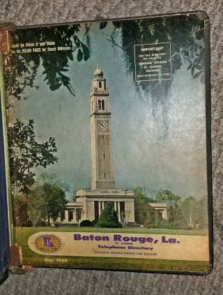 Rare Vintage 1960 Baton Rouge Phone Book & Yellow Pages In Hard Binder Orig