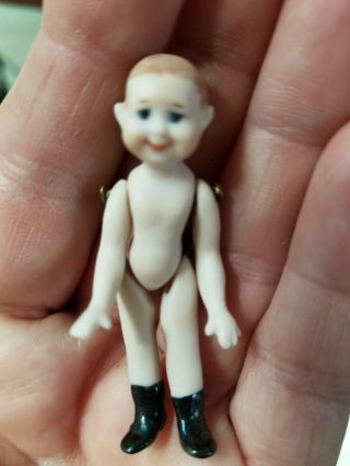 Vintage Miniature 2 " Bisque Boy Nude Male Doll