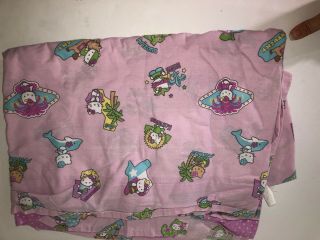 Vintage Hello Kitty States Toss Bed Twin Top Sheet Cutter Fabric - Great Fun Rare