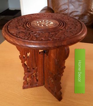 One Vintage/antique Oriental Indian Stunning Hand Carved Rosewood Small Table