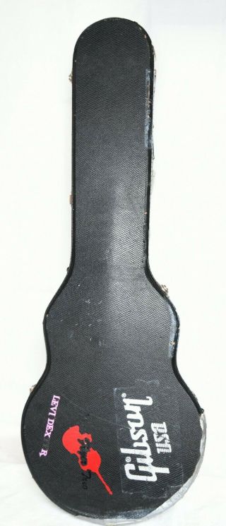 Rare Black Gibson Usa Hardshell Les Paul Tour Case White Liner Interior