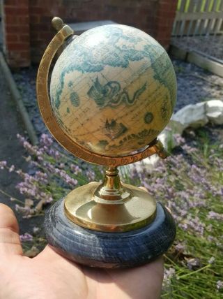 Small Vintage Collectable Globe With Marble Base