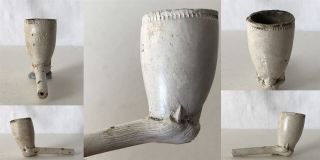 Antique Church Rd Clay Pipe With Animal Claw Foot & Some Of Stem