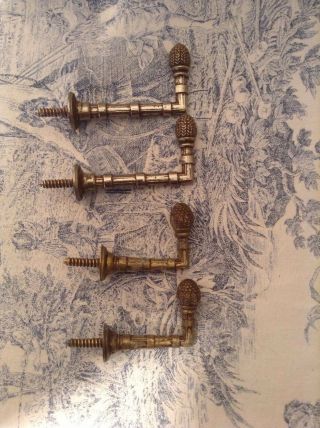 Two Pairs Vintage French Curtain Tie Backs - Acorn / Pineapple Finials 2
