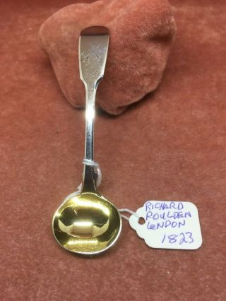 A Solid Silver Fiddle Pattern Salt Spoon Richard Poulden Hm London 1823