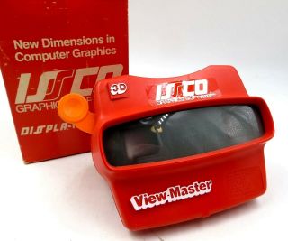 View Master Promotional Model L Viewer " Usco Graphics Software " Red W/box Rare