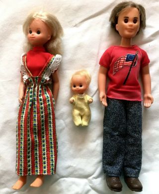 1974 Mattel Sunshine Family Baby,  Mom And Dad Rare Vintage
