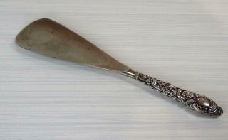 Antique Art Nouveau Shoe Horn With Ornate Sterling Silver Handle Hallmarked 1920