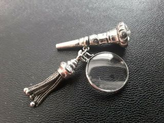 Victorian Silver Watch Fob,  Key And Photo Pendant