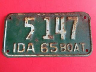 1965 Idaho Boat License Plate 5 147 Vintage Antique Wooden Boat
