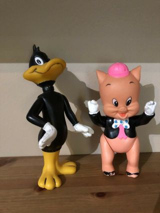 Vintage Rare 1976 Porky Pig - Daffy Duck Warner Bros.  Dakin Figures Plastic