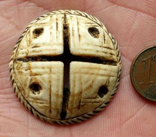 33mm Perle Ancien Coquillage Bijou Collier Mali Afrique Antique Shell Bead 2