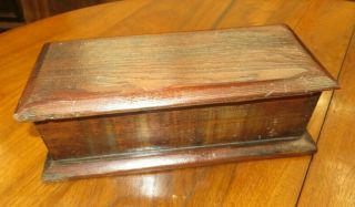 Vintage Small Wood Box Hinged / French Country Rustic / 11 X 4.  5 X 3.  5 "