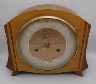Vintage Smiths Enfield Wooden Case Mantel Clock - No Key For Spares
