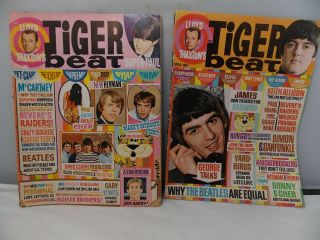 2 Tiger Beat Magazines - Jan 1965 & April 1966 - Beatles Herman 