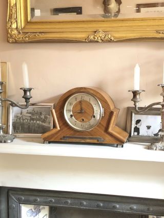 Antique Mantle Art Deco 1930s Napoleon Hat Chiming Clock Wind Up