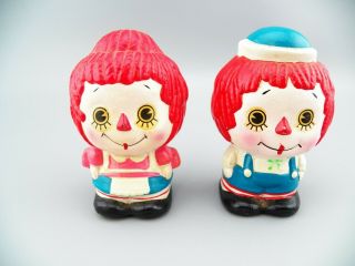 Vintage Pair (2) Raggedy Ann & Andy Figurines Rare Ceramic Hand Painted Guc