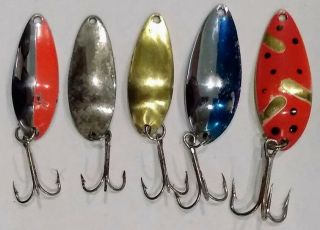 5 Vintage Luhr Jensen " Little Jewel " Fishing Spoons Lures