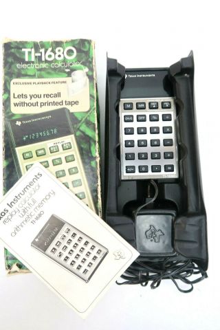 Rare Texas Instruments Vintage Ti - 1680 Calculator & Adapter Power Supply Ac9132