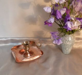 Antique Edwardian Arts And Crafts Copper And Brass Candlestick - Early 20th Centur