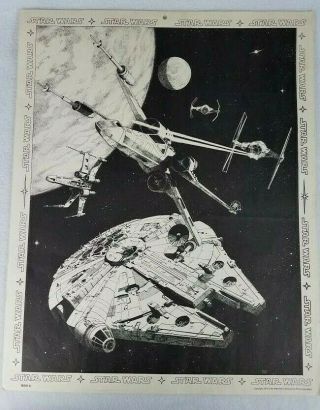 Rare Star Wars Movie Poster 1977 Tie X - Wing,  Millennium Falcon By Harley Copic