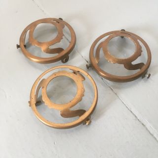 3 X Vintage Antique Brass Gallery Light Lamp Fittings 2 1/4 Inch