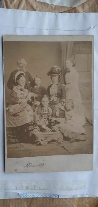 Antique Cabinet Card,  Real Photo,  A Traditional English Family,  1880s
